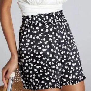Maeve by Anthropologie Satin Cherry Shorts w/ Ruffle - XS